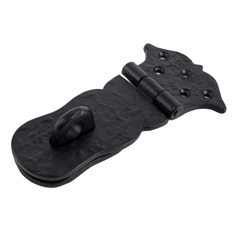 SKANDH 6" Iron Hasp and Staple - Antique Black Powder Coated
