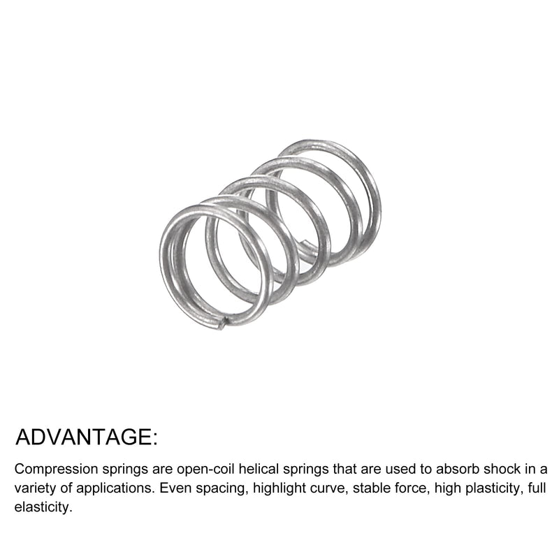 METALLIXITY Compression Springs (0.3x3mm OD,5mm Free Length) 10Pcs, 304 Stainless Steel Extension Spring - for Shop Home Repairs, DIY Projects, Silver Tone 0.3x3mmx5mm