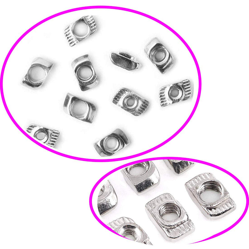 2020 Series T Nuts,105pcs M3 Sliding T Slot Nut Hammer Head Fastener Nut Nickel Plated Carbon Steel, M3 Half Round Roll in T-Nut for 2020 Series Aluminum Extrusion Profile