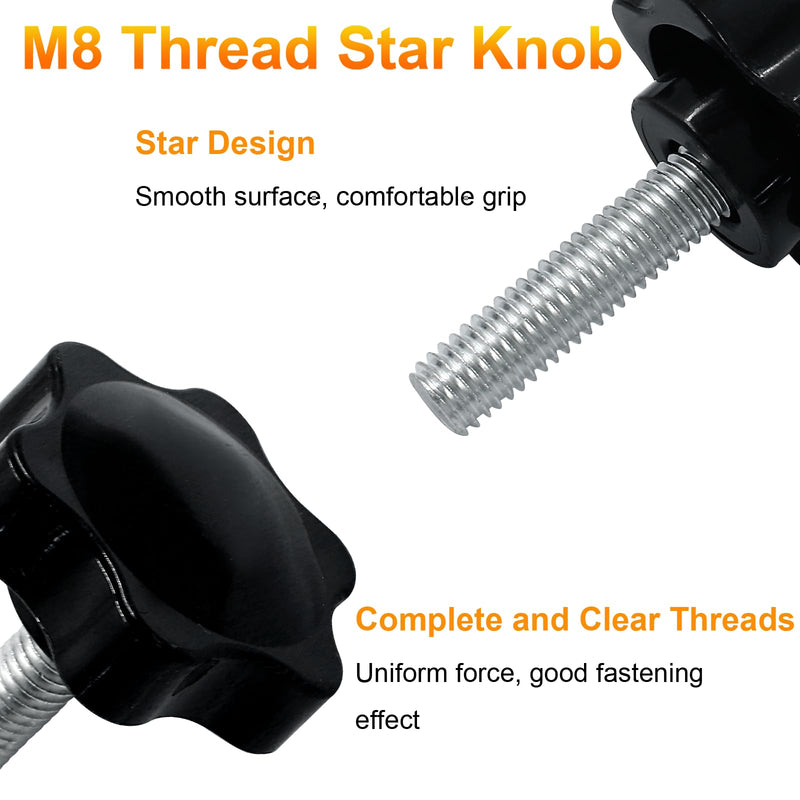 BokWin 2 Pcs Hex Shaped Clamping Knob M8x30mm Thread Knob Tightening Screw for Umbrella Base Replacement(Black) M8*30