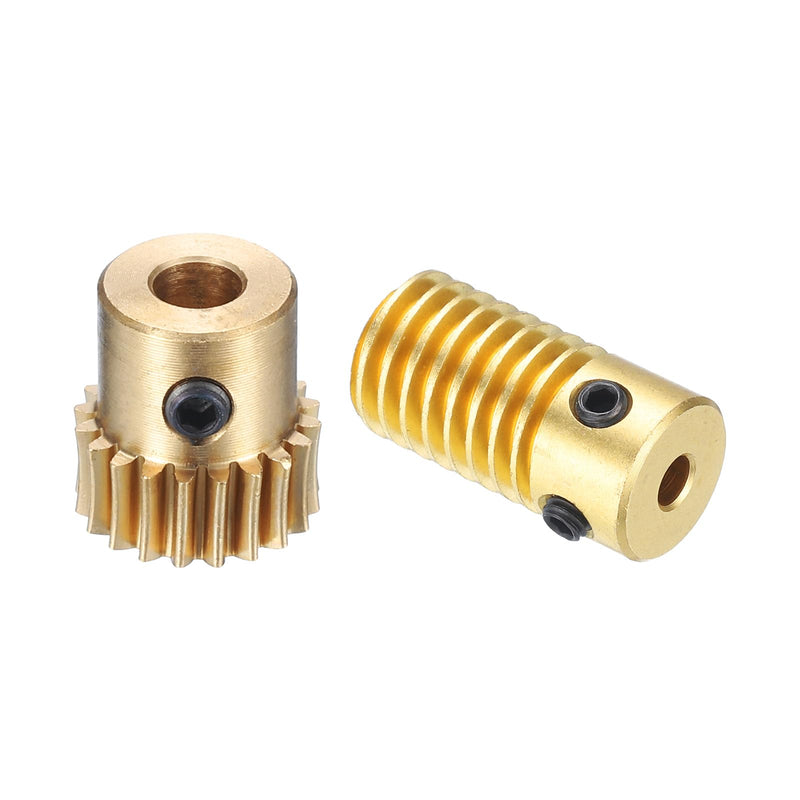 uxcell Worm Gear Set - 0.5 Module 20:1 Reduction Rate 3mm Hole Dia Gear Shaft and 4mm Hole Dia Gear Wheel 20T Drive Gear Box (Brass)