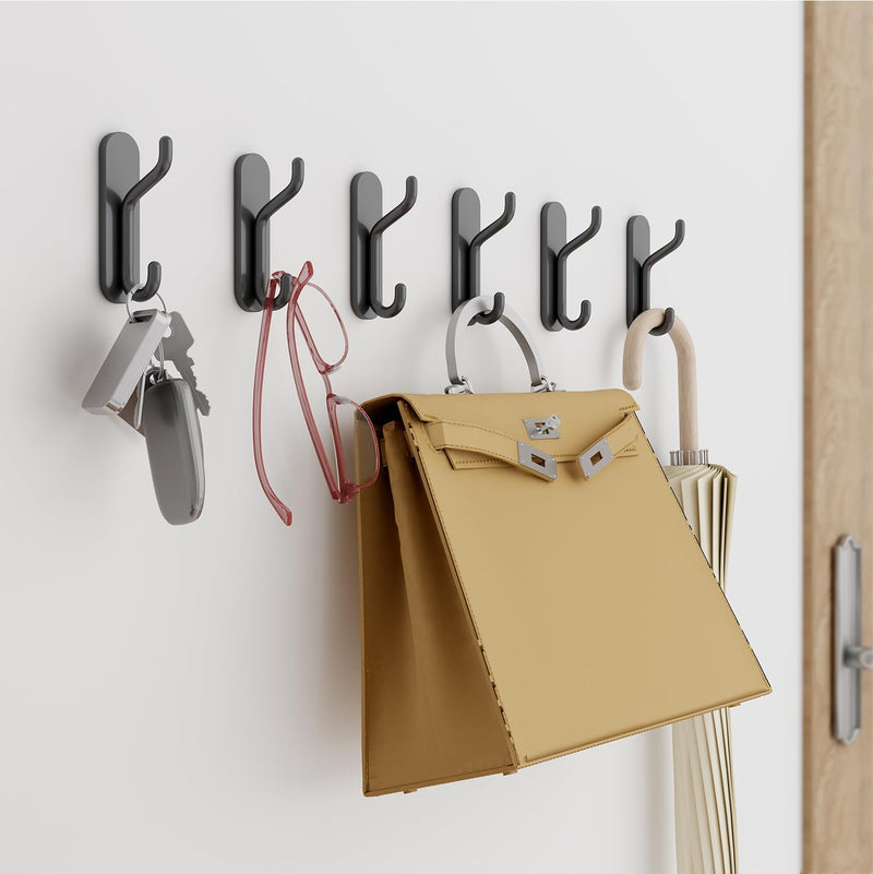 4 PCS Coat Hook Adhesive Towel Hook Heavy Duty Wall Mounted Black Black 4 pcs