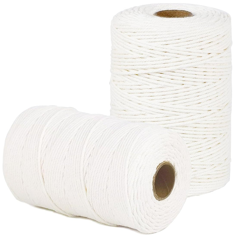 SMART&CASUAL 600 Feet 2mm Cotton Butcher Twine String Soft Food Safe for Cooking Craft Baker Kitchen Meat Turkey Sausage Roasting Gift Wrapping Gardening Crocheting Knitting Natural White