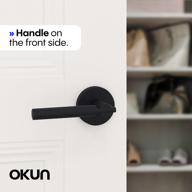 Okun Terra Dummy Door Handle – 2 Pack, Reversible, Non-Turning Lever for Closet, Pantry, or Hallway Doors – Matte Black Finish
