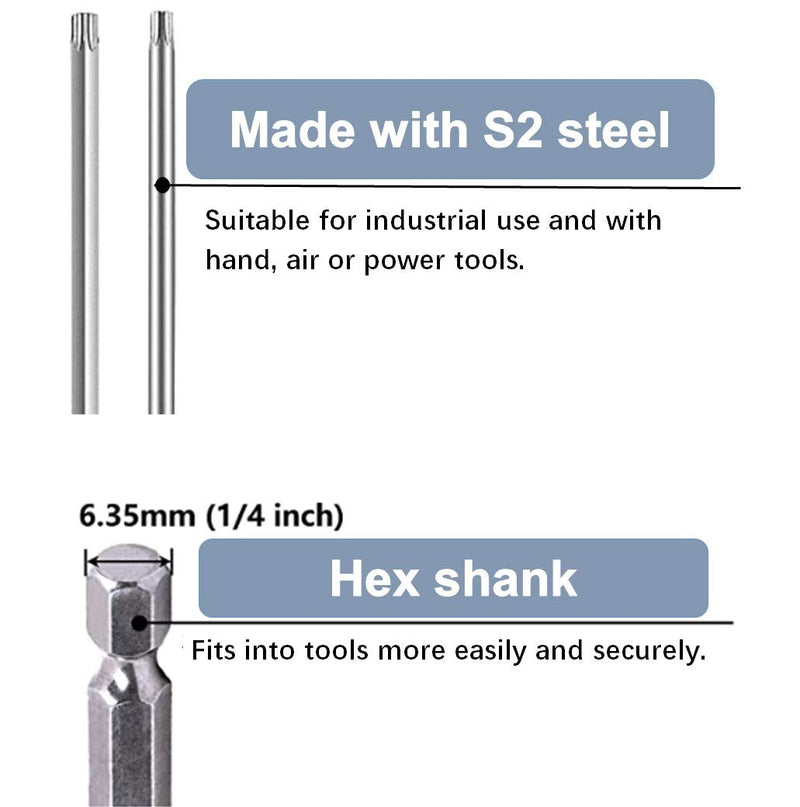 11-Piece Shark Vacuum Screwdriver Security Bit Set, S2 Steel Magnetic Security Screwdriver Set 3 Inch Star Driver Bit Set Screwdriver for Shark Vacuum T6-T40 (75mm Length) 75mm Length