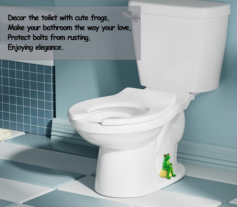 Set Of 2 Frog Toilet Bolt Caps Cute Toilet Bolt Covers Green Toilet Screw Cover Caps Resin Toilet Caps For Bottom Of Toilet Adorable Bathroom Decor - Easy To Install