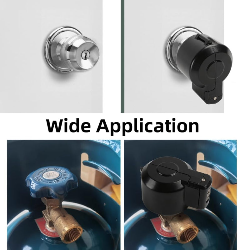 Door Knob Lockout Device Cover to Disable Doorknob/Faucet/Water Valve Hose Lock Door Handle Temporary Lock for Bedroom Door from Outside Handle Without Drilling (2, Black) 2