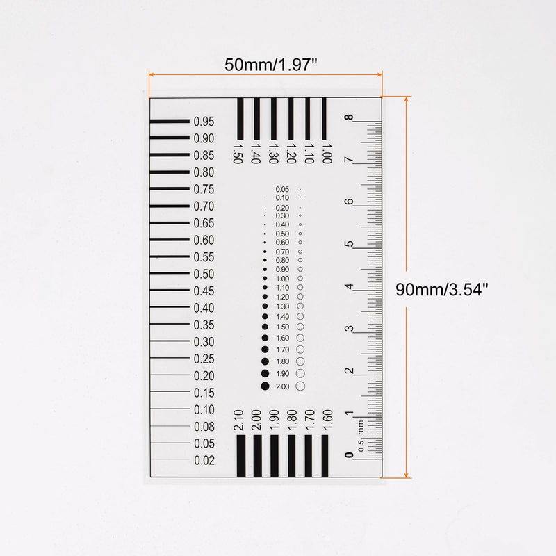 HARFINGTON High Precision SEC Size Estimation Chart 8cm Transparency Flaw Detection Film Ruler for Diameter and Line Width Defects Measuring 1