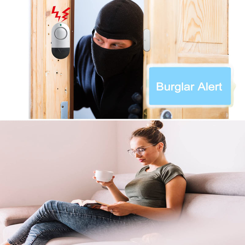 Window Alarm Sensors, Door Alarms for Home Security,120 DB Pool Door Alarm for Kids Safety (8 Pack) WW8pack