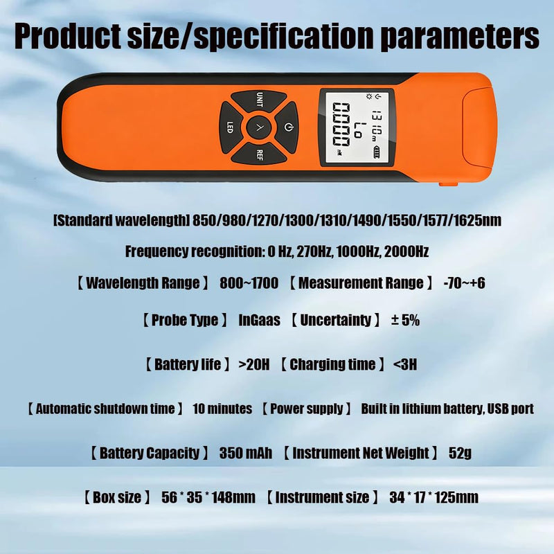 2pcs Rechargeable mini OPM 2 in 1 Function Optical Power Meter -70+6dbm with FC-LC Adapter and LED Lighting Portable Fiber Optic Tester SC/FC/ST Universal Interface