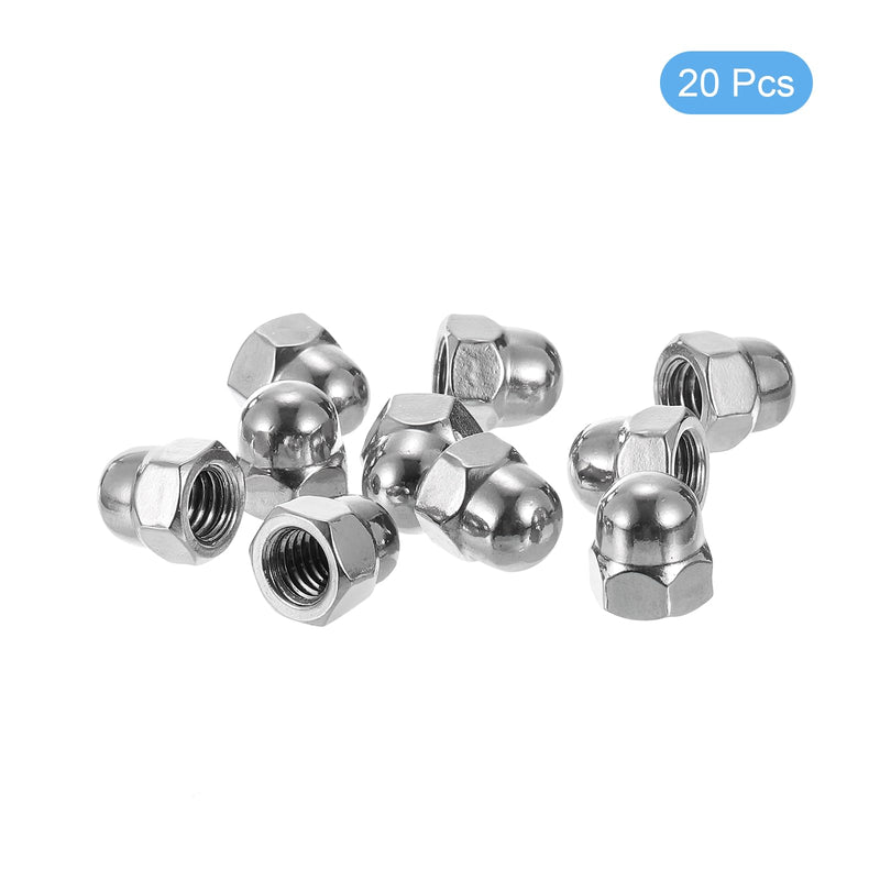 uxcell 3/8"-16 Acorn Cap Nuts, 20Pcs 316 Stainless Steel Dome Cap Head Acorn Nut Hardware Nuts for Bolt Cover, Silvery 20