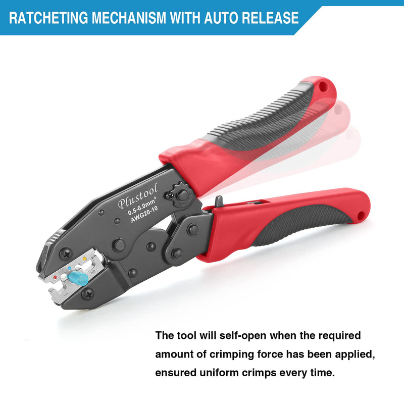 Crimping Tool for Heat Shrink Connectors AWG22-10, Ratcheting Wire Terminal Crimper - Crimping Pliers - Electrical Crimping Tool