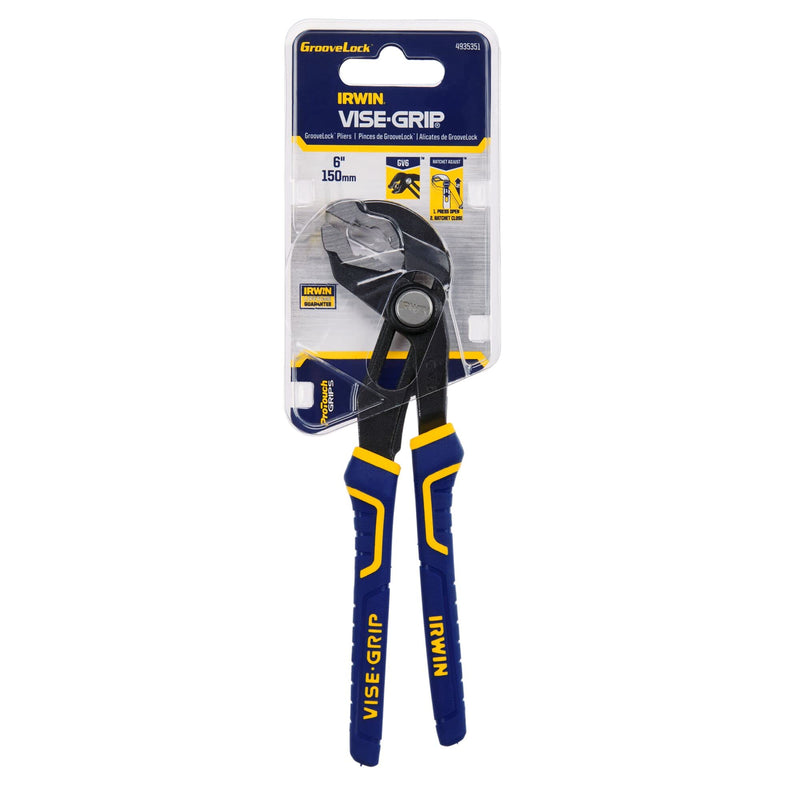IRWIN VISE-GRIP Tools GrooveLock Pliers, V Jaw, 6-inch (4935351), Black, Blue Yellow, Silver, 6" Regular Pliers - NewNest Australia