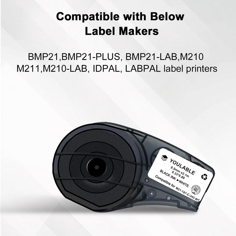 M21-187-C-342 PermaSleeve Heat Shrink Tubing for Control and Electrical Panels, Wire Harness Compatible for Authentic (M21-187-C-342) Black on White-for M210 M210-LAB M211 BMP21-PLUS