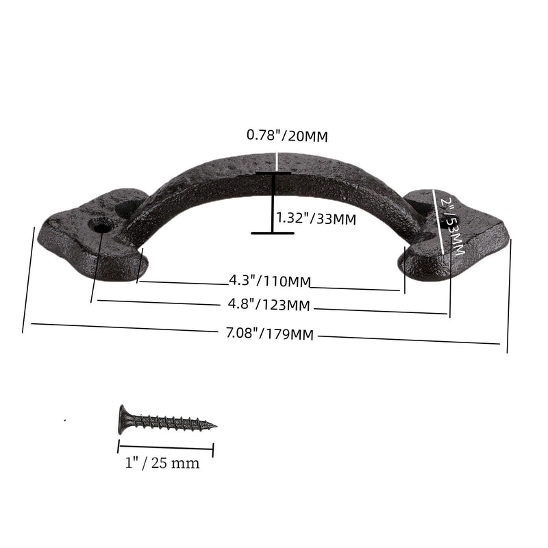 2-Pack 7-Inch Heavy-Duty Cast Iron Barn Door Handle – Medieval-Grade Rustic Gate Pull for Sheds, Fences & Cabinets – Vintage Black Finish – Installs in Minutes, Built to Last a Lifetime 7" - 2 Pack Heart