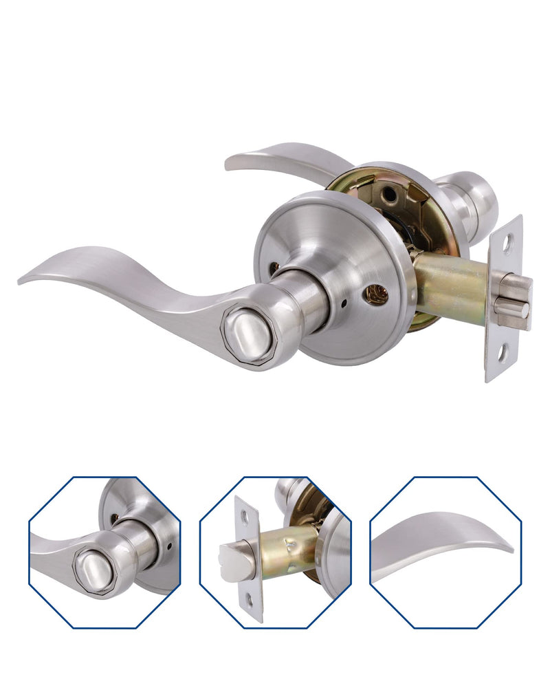 Door Levers Interior Keyed Difference Entry Front/Bedroom Door Handles for Left and Right Opened Door with Lock and Keys Set in Satin Nickel 1 Satin Nickel Keyed Difference