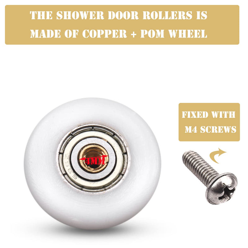 Atoplee 4 pcs Shower Door Rollers Runners Wheels - Replacement Part Bathroom Glass Door Runner Sliding Shower Door Roller Wheel (Roller Diameter 27mm) Roller Diameter 27mm