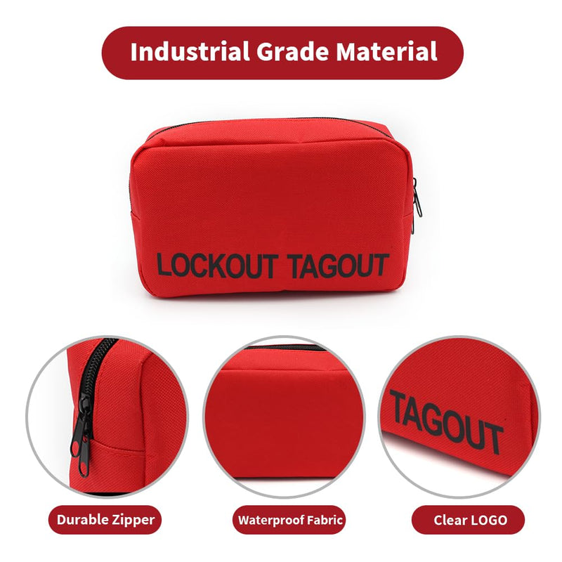 Lockout Tagout Kit Safety Electrical Loto Group Hasps Each Red Padlock with 2 Differ Key 8X Tagout Tags 1x 1 Nylon Buckle 1x Pocket Bag HLM29
