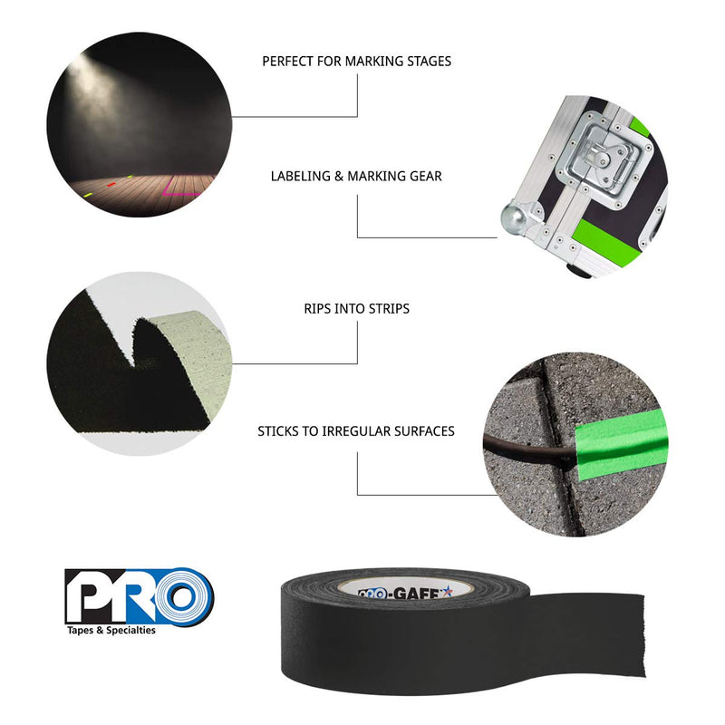 Pro Tapes Pocket Gaff Tape 1 inch (24mm) x 6 Yards Length Black Matte. Pocket Size Gaffers Tape. Made in The USA. Holds Tight, Easy to Remove.
