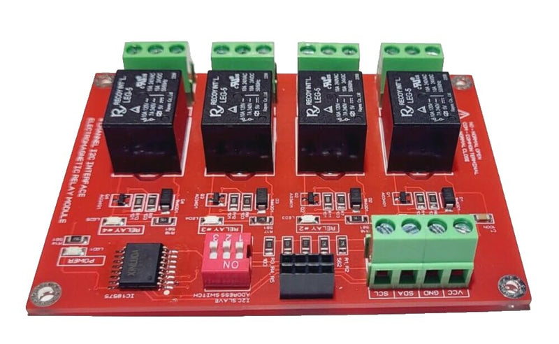 4 Channel I2C Relay Electromagnetic 3.3V 5.0V Compatible with Arduino Raspberry PI MCU DIN Rail Compatible Home Automation & DIY Projects. with Built in LED Indicators