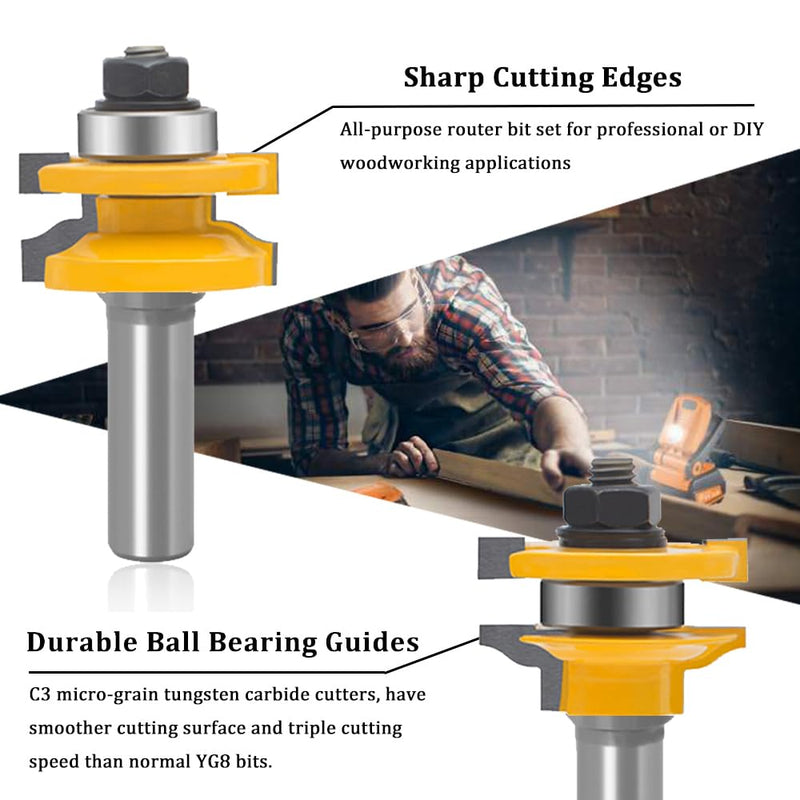 LEATBUY Molding Router Bit Set 1/2-Inch Shank 4 PCS Woodworking Molding Cutter Wood Milling Woodwork Router Bits Sets Drilling Carbide Tool for Door Table Cabinet Shelve Wall DIY (TR4) TR4