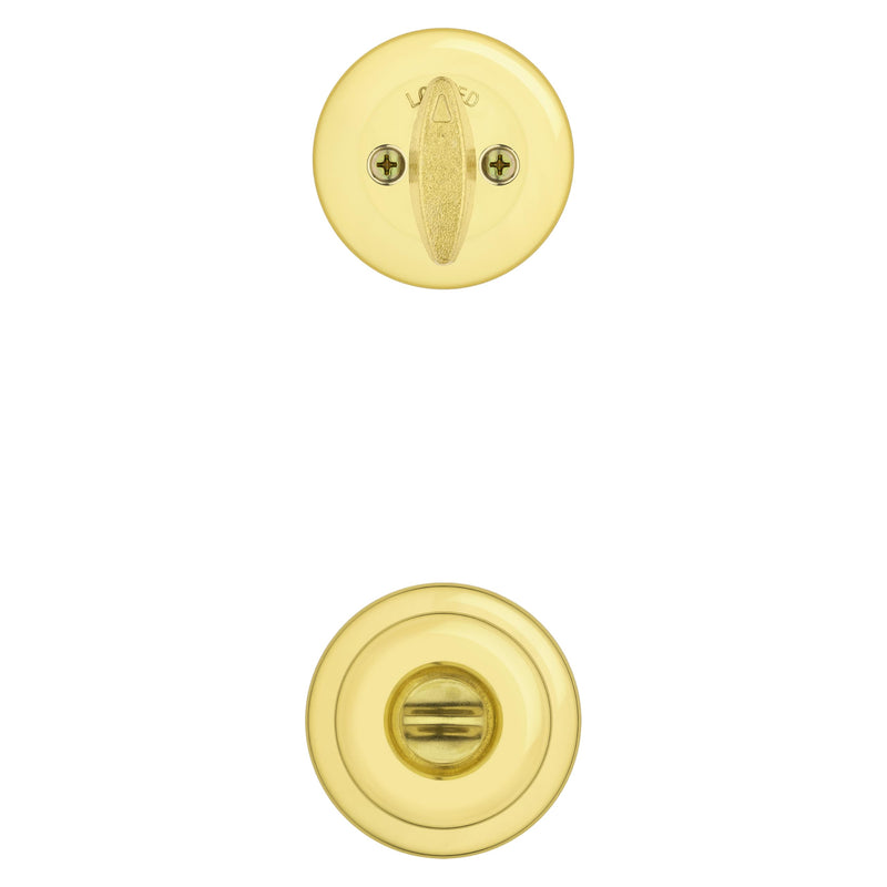 Kwikset 690 Tylo Entry Knob and Single Cylinder Deadbolt Combo Pack featuring SmartKey® in Polished Brass, Key Lock Old Latch