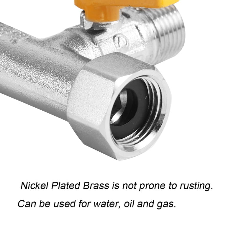 Nickel Plated Brass 3 Way Shower Diverter Valve G1/2" Shower Arm Diverter T shape Shut-Off Valve for Hand Shower Head and Fixed Spray Head