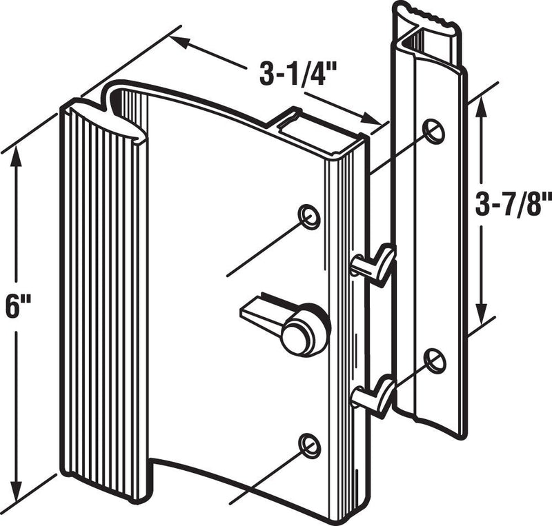 Prime-Line C 1014 Ador/HiLite, Diecast, Surface Mounted Sliding Patio Door Handle (Single Pack) 1 Pack Aluminum