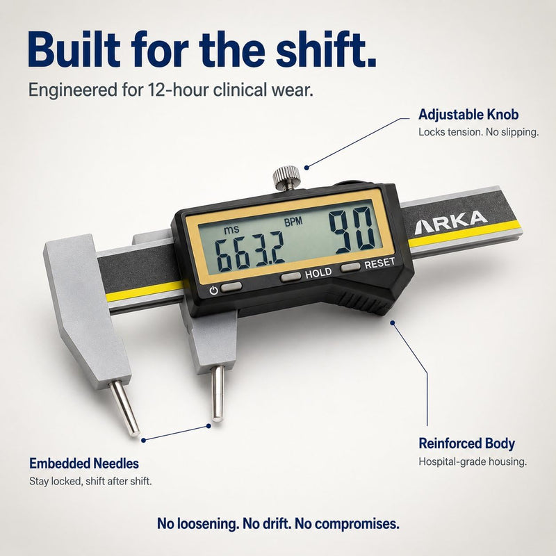 ARKA Digital EKG Calipers – Instant Heart Rate & Interval Measurement, One-Hand Operation, Large LCD Display, Electrocardiographs Measuring Tool for Doctors, Nurses, Medical Student