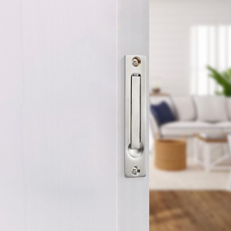 JOY DECOR 2 Pack Satin Nickel Pocket Door Pull, Solid Flush Edge Handle, Pocket Door Hardware