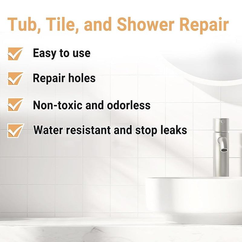 VERNY Tub Repair Kit Fiberglass Tub Repair Kit, 3.7oz Acrylic Wall Repair Tub Porcelain Repair Kit Tile and Shower Repair Kit, for Toilet, Sink Cracked Bathtub, Holes, Dents, Worns and Shower,Grey Gray