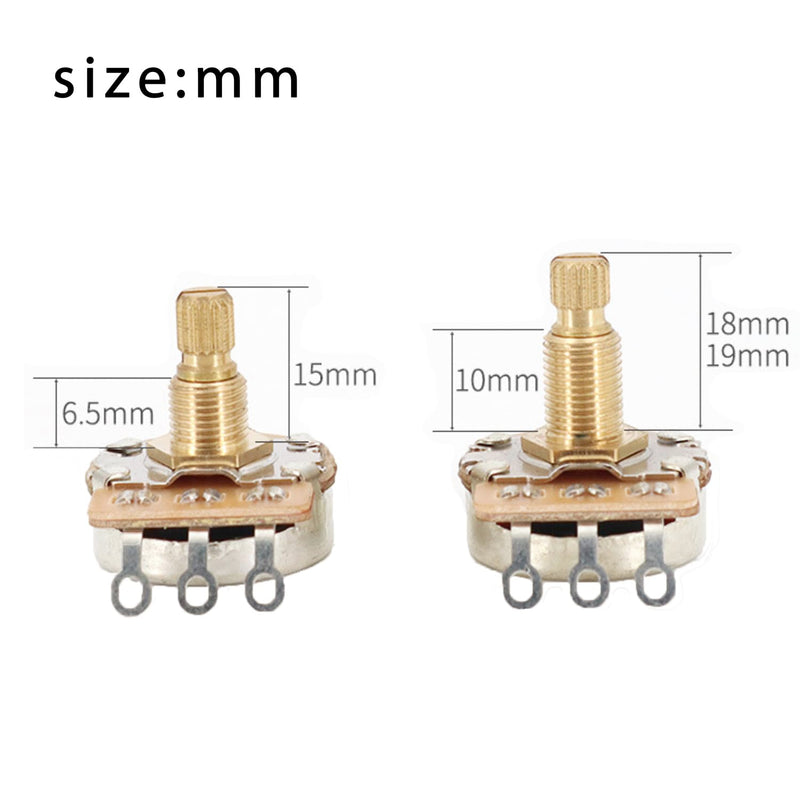 18-Spline 18mm B500K Guitar Potentiometers Split Brass Shaft Audio Taper Pots for Fender Stratocaster Telecaster Guitar Bass Parts (Set of 4) B500K(×4)