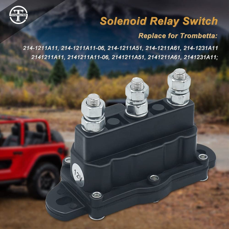 Winch Motor Reversing Solenoid Relay Switch Intermittent Duty Replace Trombetta 214-1211A11 / 214-1211A11-06/214-1211A51 / 214-1211/214-1231-A11, 24450, 24450BX 6 Terminal 12VDC 1