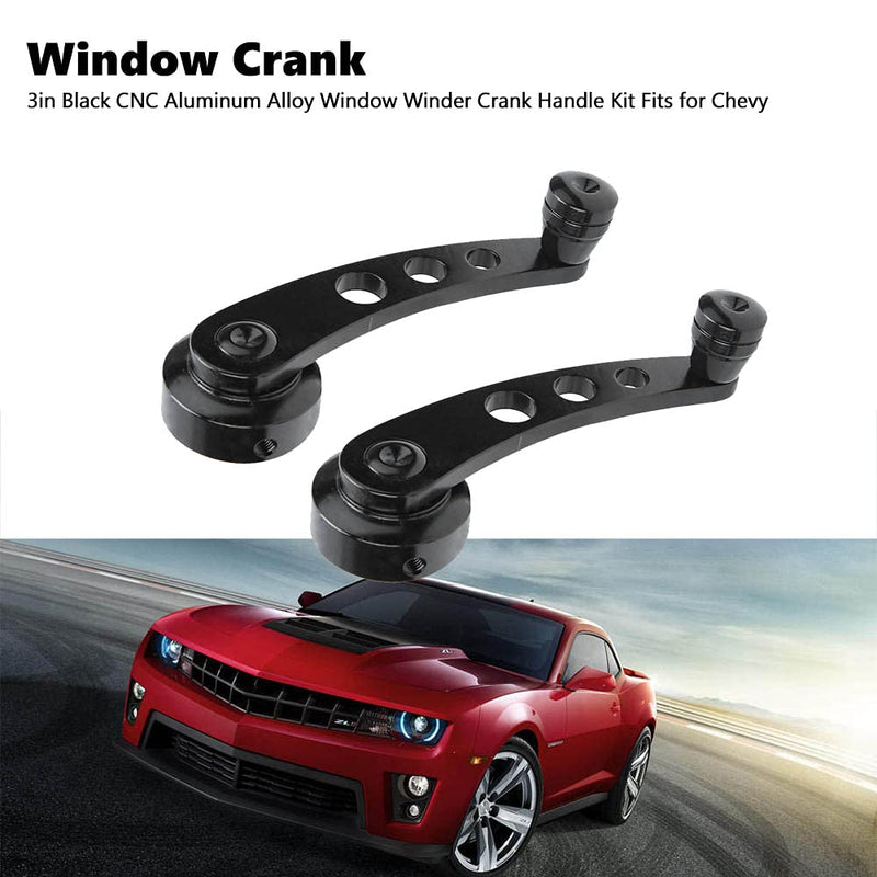 for yj Window Crank Window Crank Handle Kit,3in Black CNC Aluminum Alloy Window Winder Crank Fits for Chevy