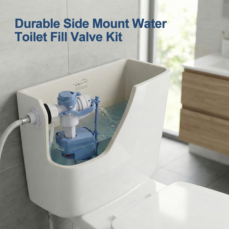 Side Mount Toilet Fill Valve brass connector for Delta RP71168 RP71192 C43906 - Quiet & Anti-Siphon Toilet Repair with 7/8 & 1/2 Inch Adapter, Height Adjustable Fill Valve Fits One/Two-Piece Toilets Copper