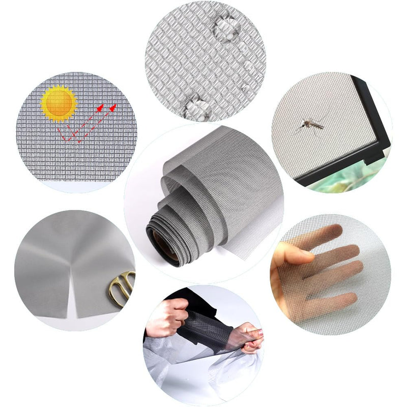 High Density dustproof and Pollen Proof net Screen mesh Used to Replace Screen Windows and Doors (Grey: 109''X37''(276X95cm)) Grey: 109''X37''(276X95cm)