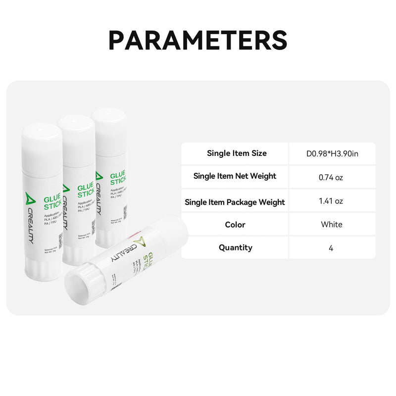 Creality 3D Printer Glue Stick Warping Reducing 3D Printer Glue Stick for Hot Bed 3D Printer Bed Adhesive PVP Solid 3D Print Glue Stick for PLA/ABS/PETG/PC/PA/TPU (Pack of 4) - NewNest Australia