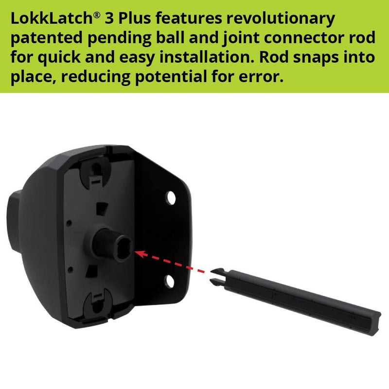 D&D LL3PWA LokkLatch Plus Gate Latch Lockable On Both Sides of Gate Black