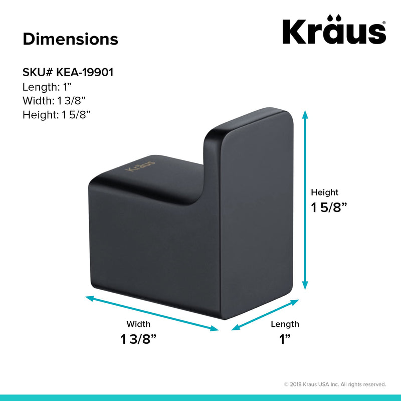 Kraus Stelios Bathroom Robe and Towel Hook, Matte Black Finish, KEA-19901MB