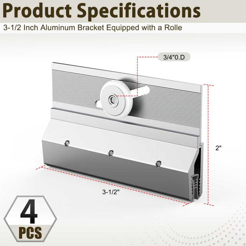 4pcs M6053 Frameless Shower Door Rollers,3/4 in Round Plastic Wheel Top Bracket Assembly Extruded Aluminum with Chrome Finish Ball Bearing Shower Door Rollers Replacement Parts