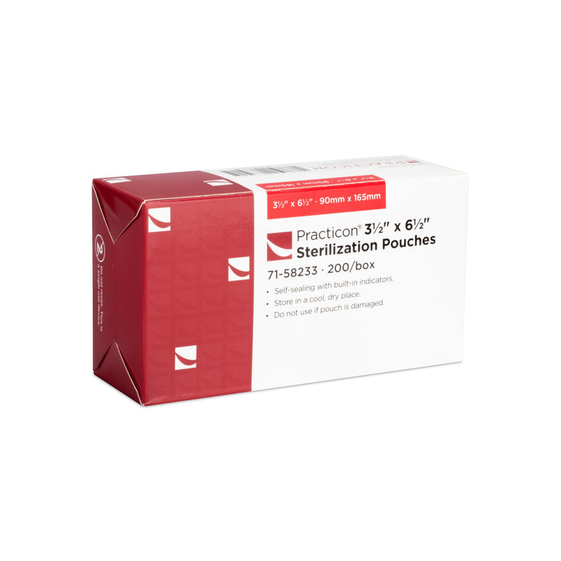 Practicon 3.5” x 6.5” Self-Sealing Sterilization Pouches, Autoclave Sterilizer Bags with Indicators for Dental, Medical, Tattoo, Nail Instruments and Tools, 200 Per Box 3.5” x 6.5”