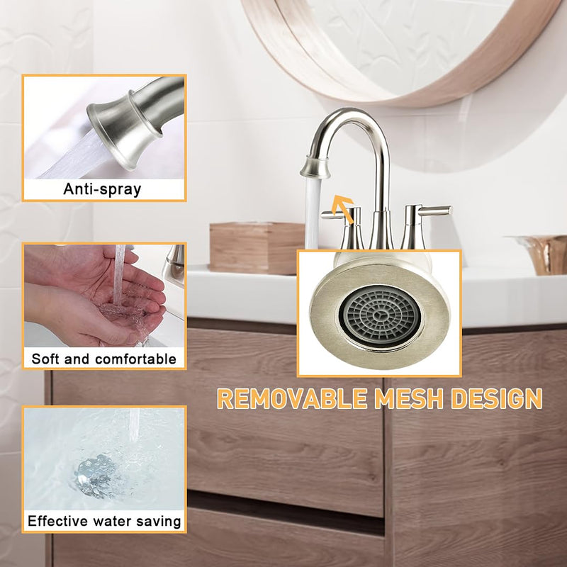 Faucet Aerator Compatible with Moen 116618BN, Faucet Parts High Flow Sink Aerator Replacement for Shower Bathroom Kitchen 2.2 Gallon Per Minute,Brushed Nickel Finish Brushed Nickel