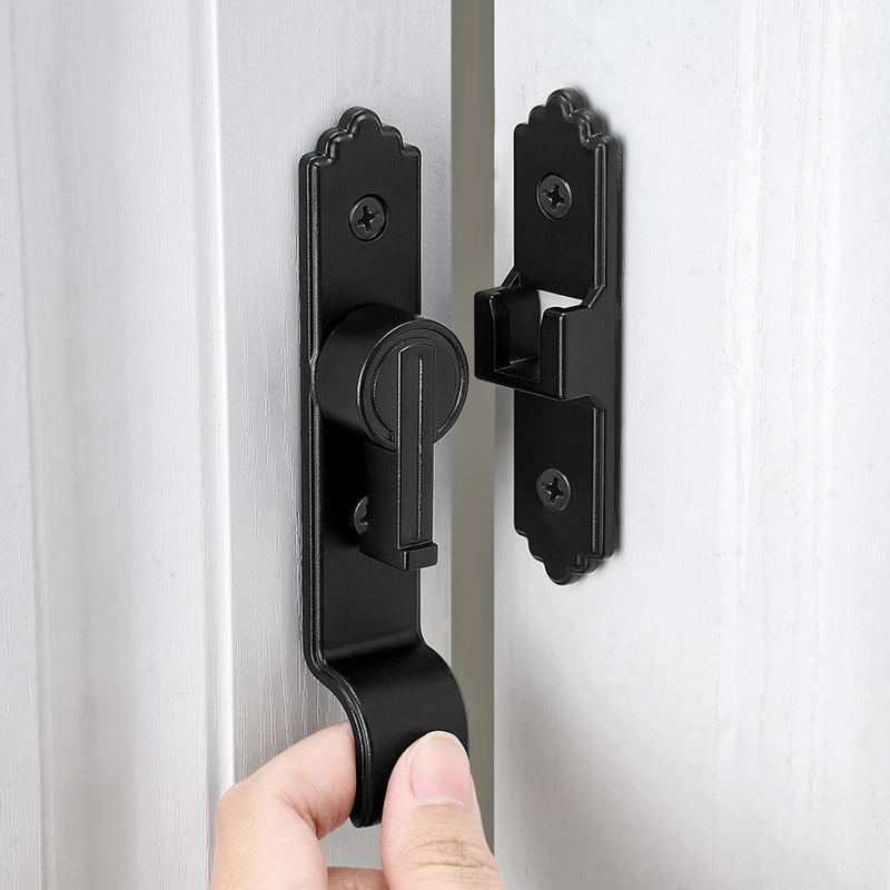 3 Packs 90 Degree Black Barn Door Locks and Latches,Flip Sliding Barn Door Latch with Handle,Heavy Door Latches,Door Security Latch Lock for Cabinets,Bathroom,Garden,Closet Door,Window,Garage 3