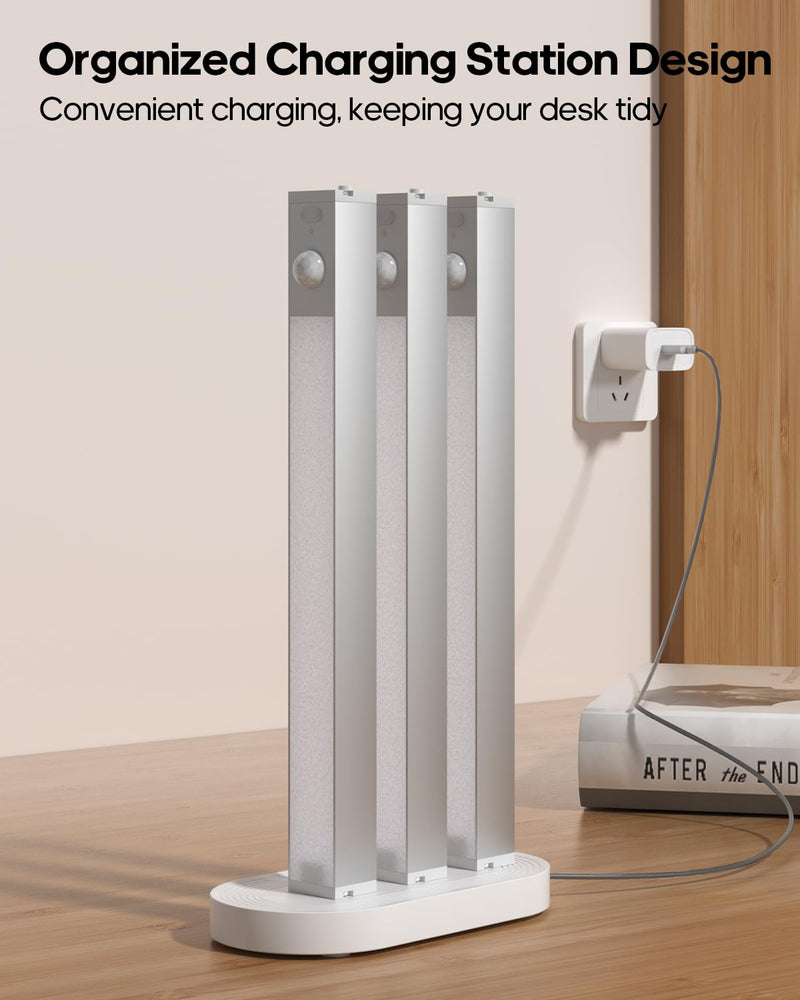 6 Pack Led Under Cabinet Lights Wireless with Charging Station, 7’’ Rechargeable Motion Sensor Light Indoor, Dimmable Closet Lights for Cabinets, Bookshelf, Stair, Hallway 6 Pack with Charge Station