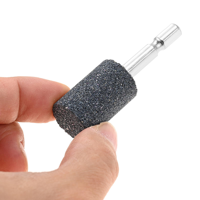 dophee 10Pcs 20mm Cylindrical Shape Aluminum Oxide Mounted Grinding Stones Rotary Grinding Bits with 1/4" Hex Shank for Electric Rotary Tools Drill Grinder