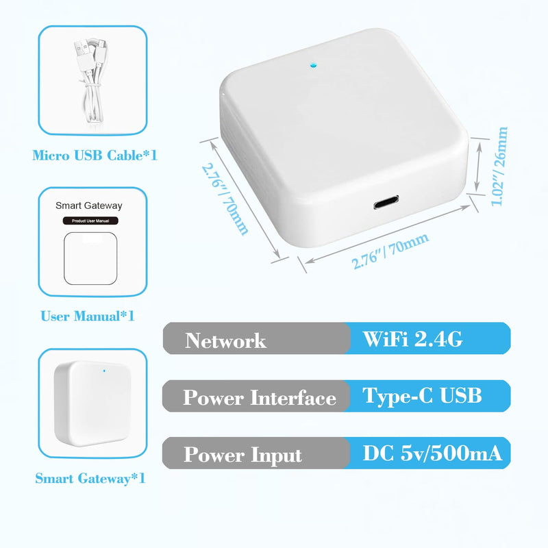 Smart Lock WiFi Gateway, G2 Gateway Remotely Control Smart Door Lock with TT Lock App, Compatible with Alexa Voice Control Keyless Entry Door Lock (WiFi 2.4GHz)