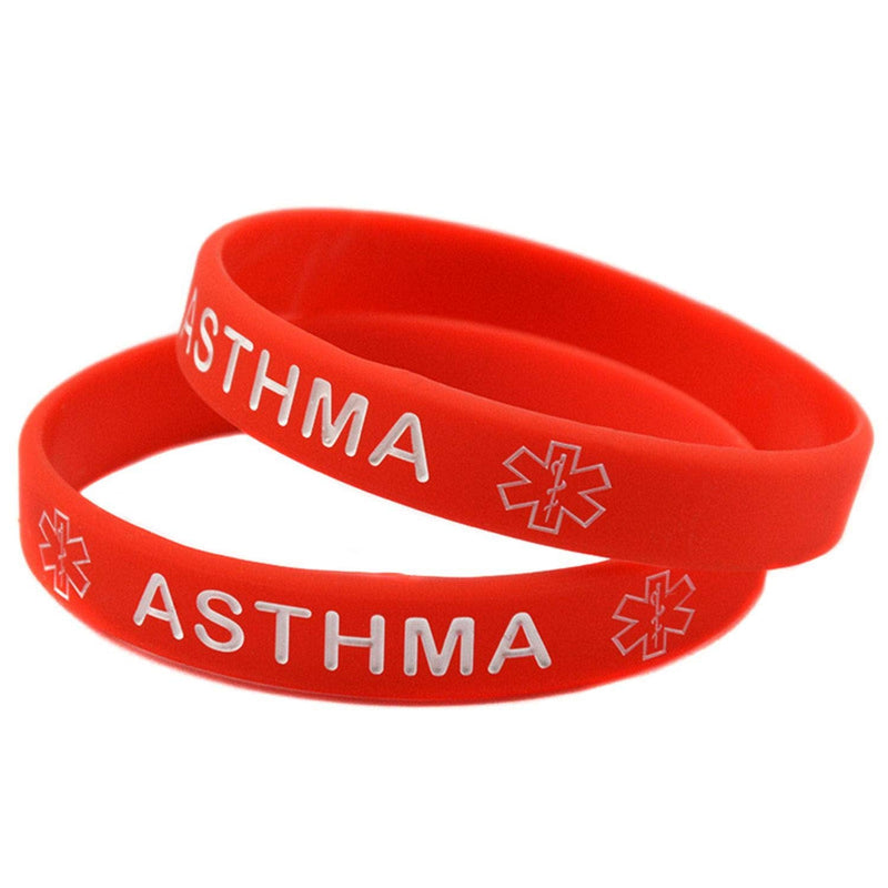 Lyndong 5 Pack Asthma Silicone Medical Alert Emergency Bracelet Wristbands