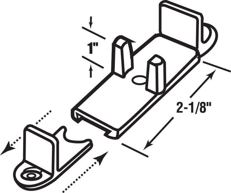 Prime-Line N 6761 Adjustable Nylon Bypass Door Guide, 1-1/4 In. (2 Pack)