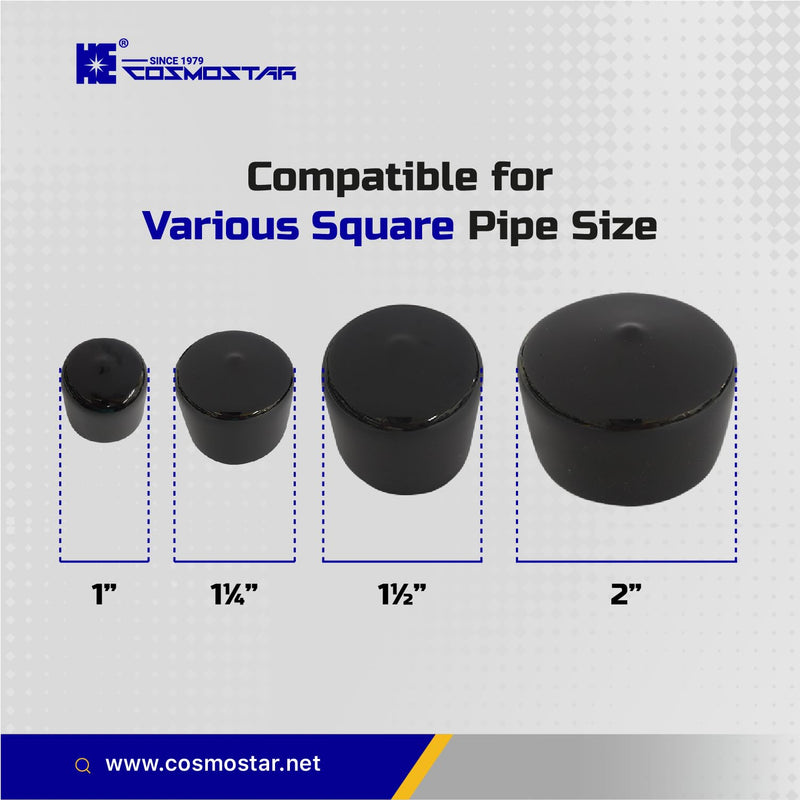 Cosmostar 1" Inch (25.4 mm) Round Rubber Hole Plugs - Durable Black End Caps for Metal Tubing, Fences, Chair & Furniture Legs | Easy Glide Protection & Secure 1" 10