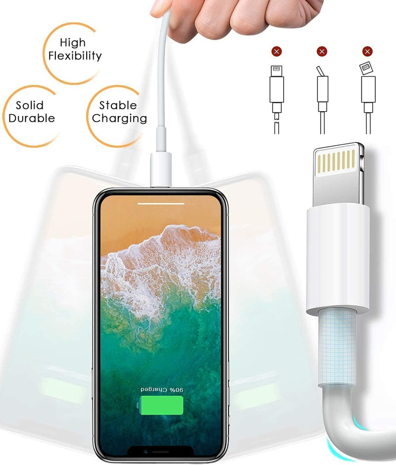 4 Pack [Apple MFi Certified] Apple Charging Cables 6ft, iPhone Chargers, Lightning Fast iPhone Charging Cord for iPhone 12/11/11Pro/11Max/ X/XS/XR/XS Max/8/7, ipad(White) 4pack(6ft) White 4